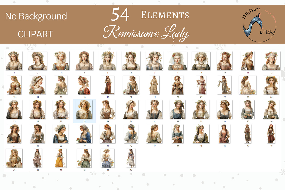 Renaissance Lady Watercolor Clipart, a Person Illustration by NiiiNArt (Photo 2 of 9)