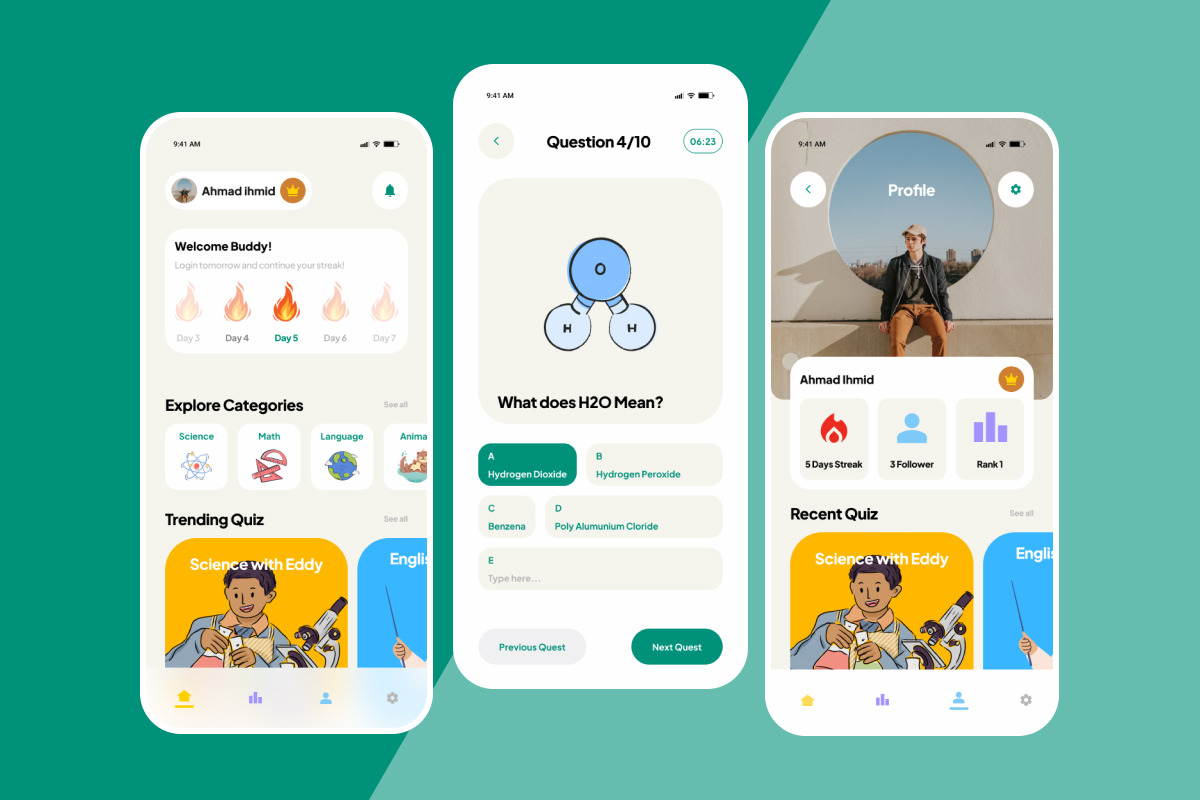 Quizpedia – Exam Prep Mobile UI Kit, an App Template by productype1 (Photo 4 of 5)