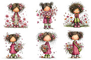 Girl & Flower Spring Clipart, an Illustration by Dream Creation (Thumbnail 6 of 7)