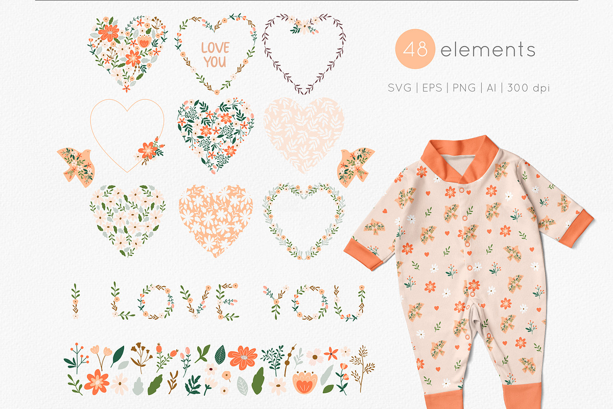 Floral love bundle, an Illustration by AfonshinaArt (Photo 3 of 10)