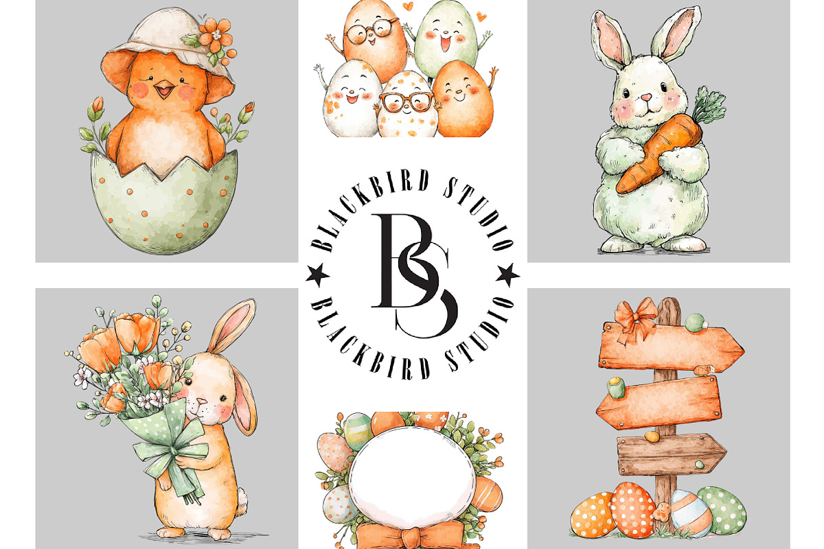 Whimsical Easter Dog Clipart, an Illustration by Black Bird Studio (Photo 5 of 5)