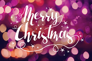 Merry Christmas bokeh text card