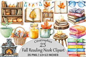 Fall Reading Nook Clipart, an Illustration by CitraGraphics