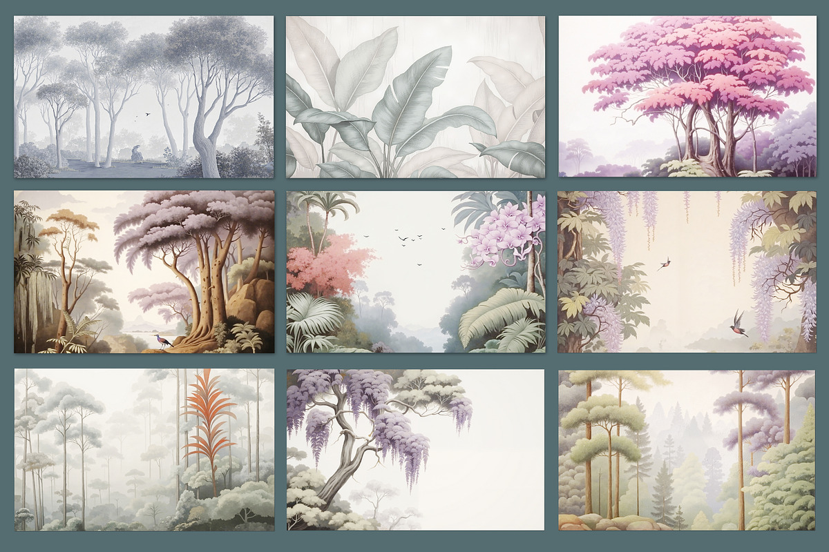Abstract Forest Art Wallpaper Set, an Illustration by fei long (Photo 8 of 10)