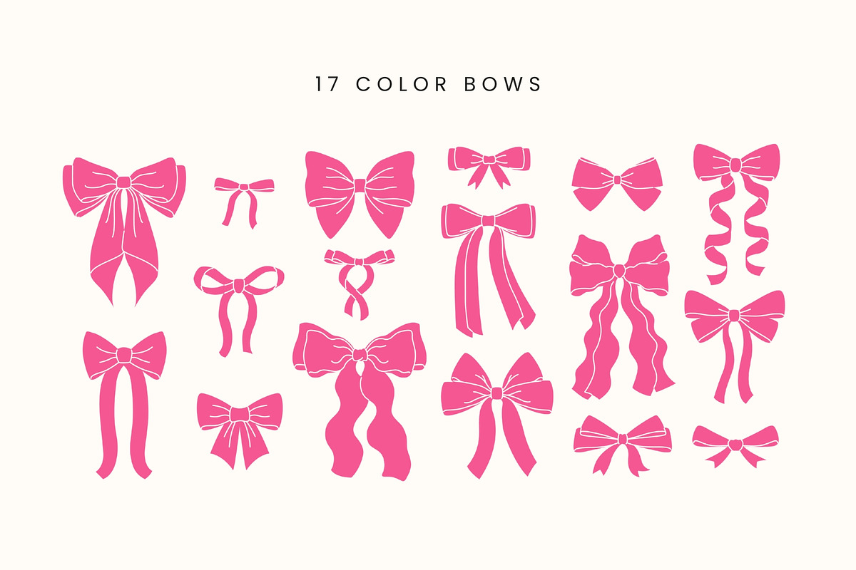Pink Bows Set | 100% Hand Drawn, a Decorative Illustration by Kristina Chistiakova (Photo 2 of 4)