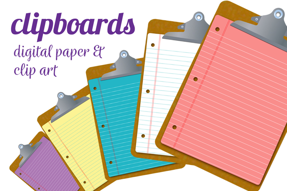 clipboard clipart & digital paper, an Education Illustration by Laureling Studios (Photo 1 of 3)