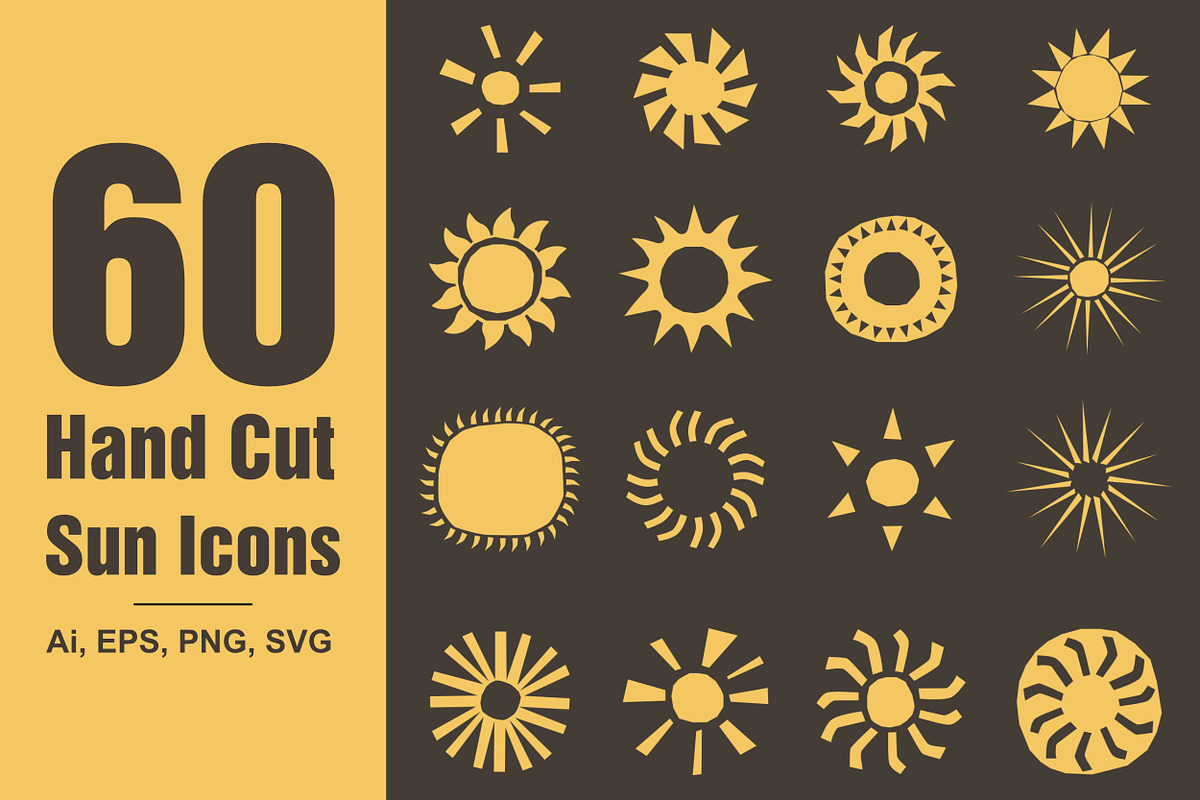 60 Hand drawn vector Suns, an Object Illustration by aivos (Photo 1 of 6)