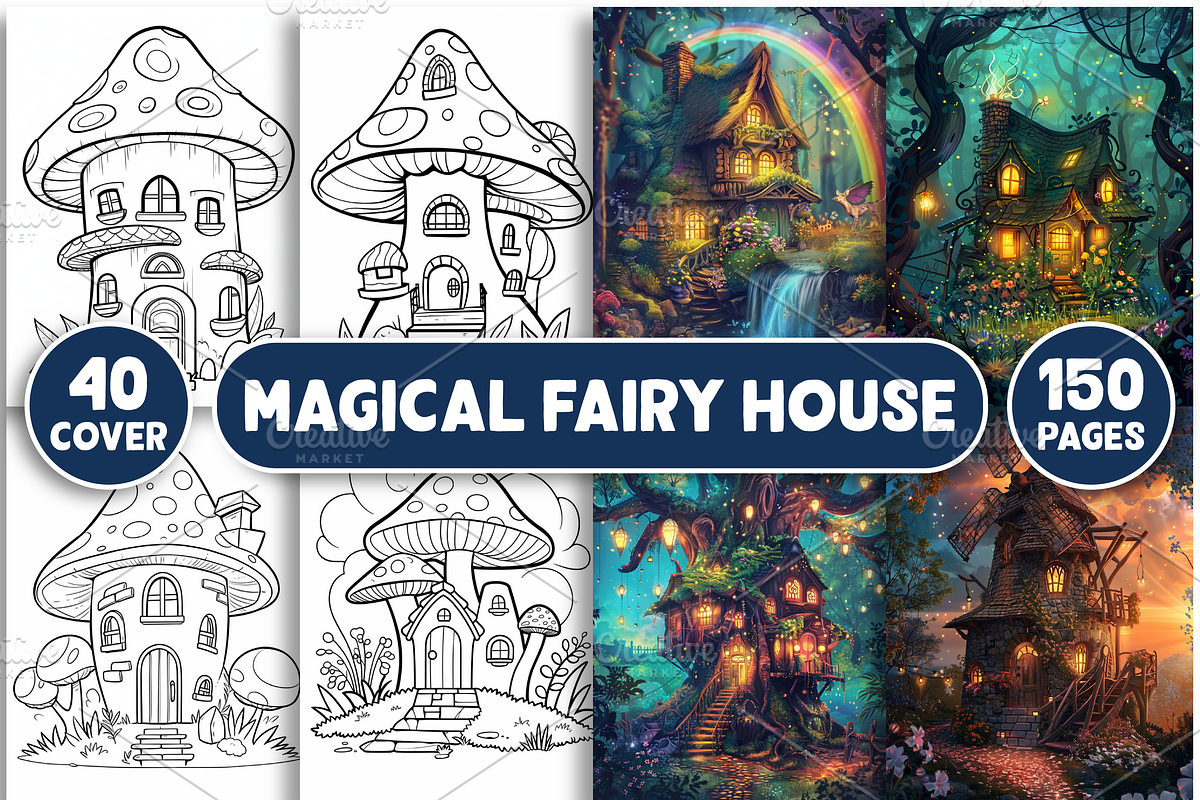 Magical Fairy House Coloring Pages, a Decorative Illustration by Design Station (Photo 1 of 5)