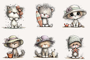 Whimsical summer cat clipart, an Illustration by Designworld (Thumbnail 3 of 4)