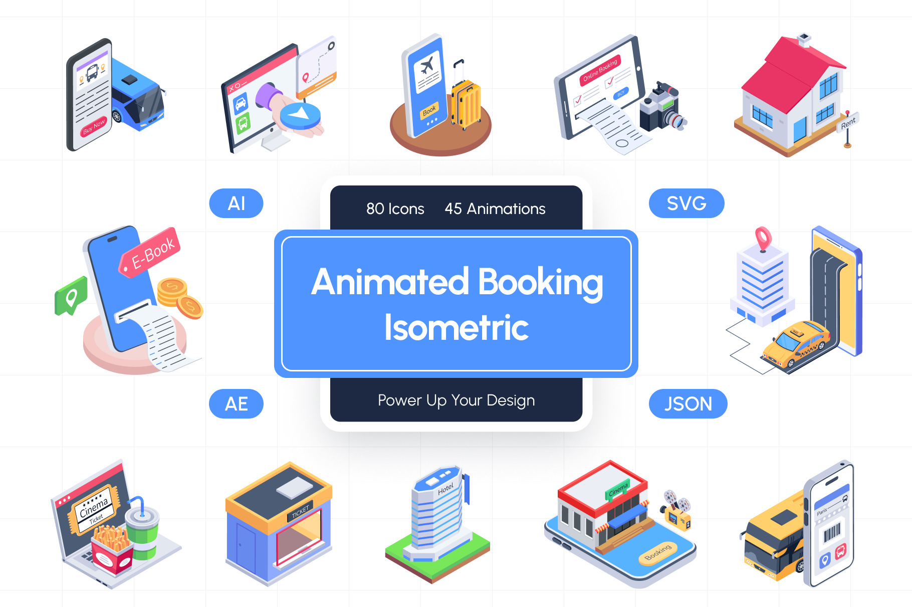 Animated Booking Isometric Icons