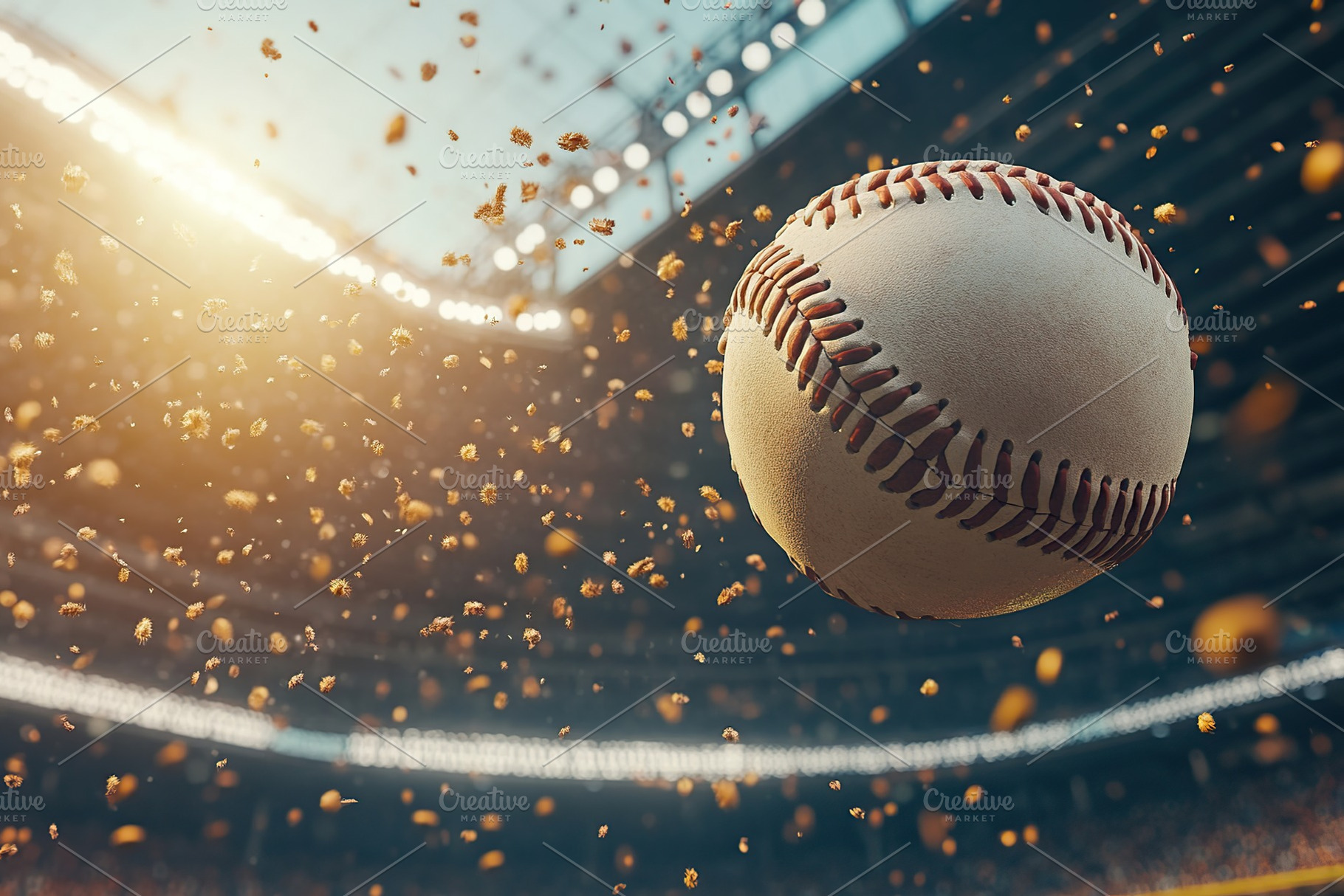 Leather baseball in flight on blurred background, a Photo by AlyaAnd
