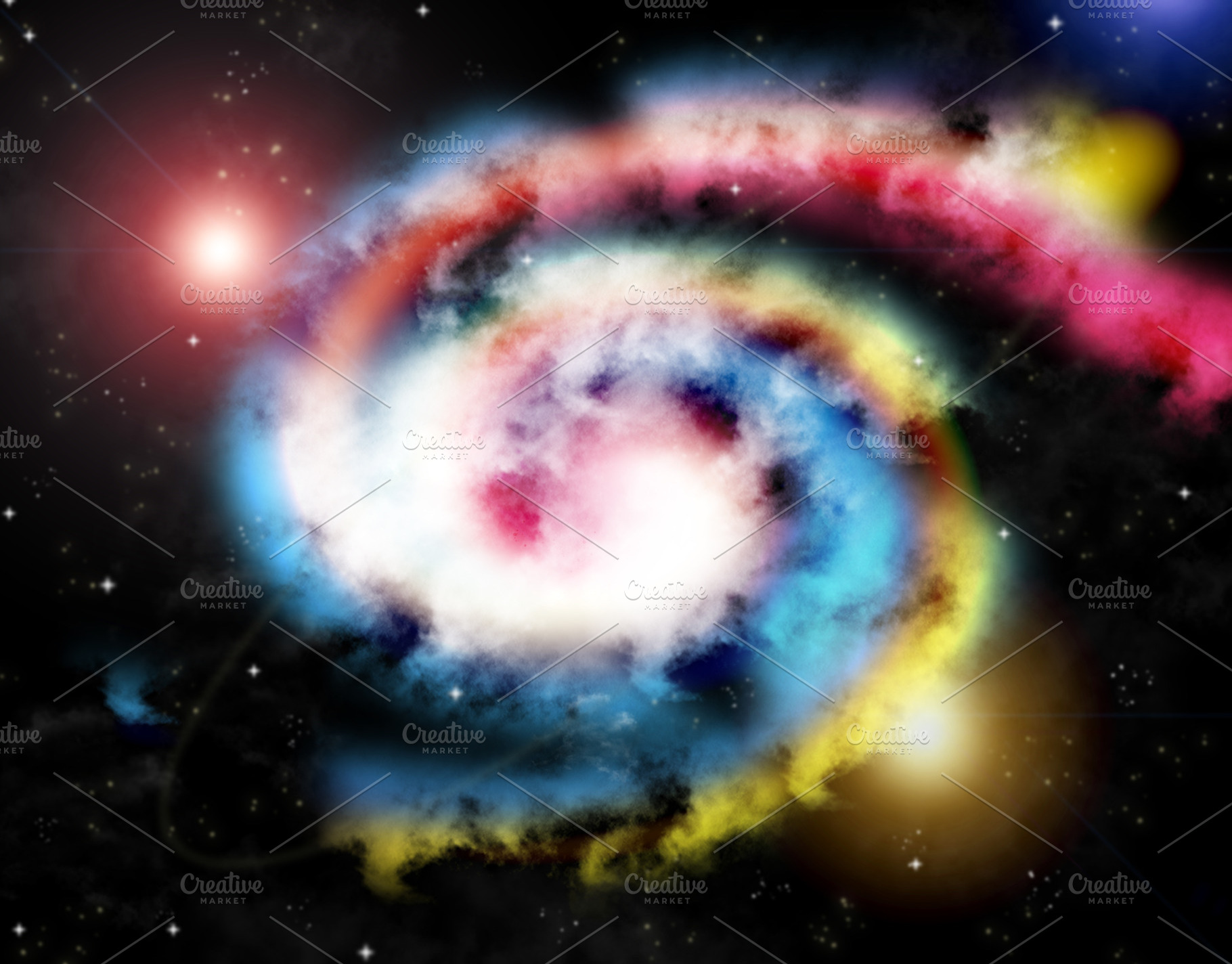 abstract background with galaxy and bright stars, gas formation., an Abstract Photo by ndanko