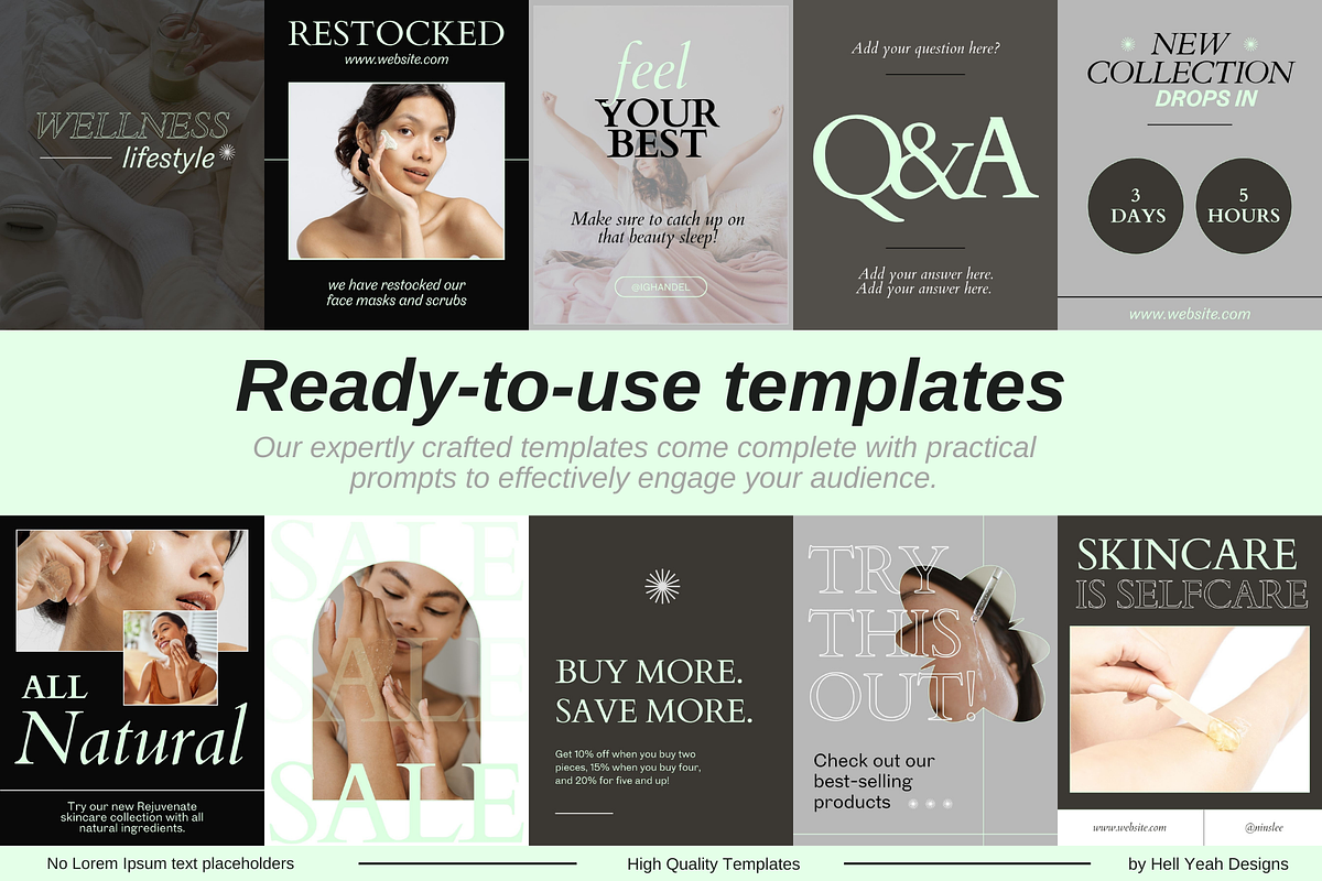 Wellness Instagram Post Templates, a Social Media Template by Hell Yeah Designs (Photo 4 of 8)