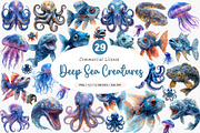Watercolor Deep Sea CreaturesPNG, an Illustration by SinaCreation (Thumbnail 1 of 5)