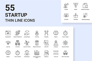 Startup Thin Line Icons