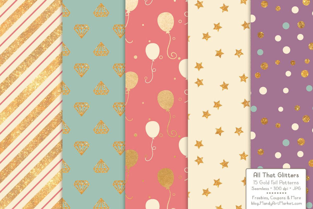 Gold Foil Digital Papers in Vintage, a Pattern Graphic by Amanda Ilkov (Photo 2 of 4)