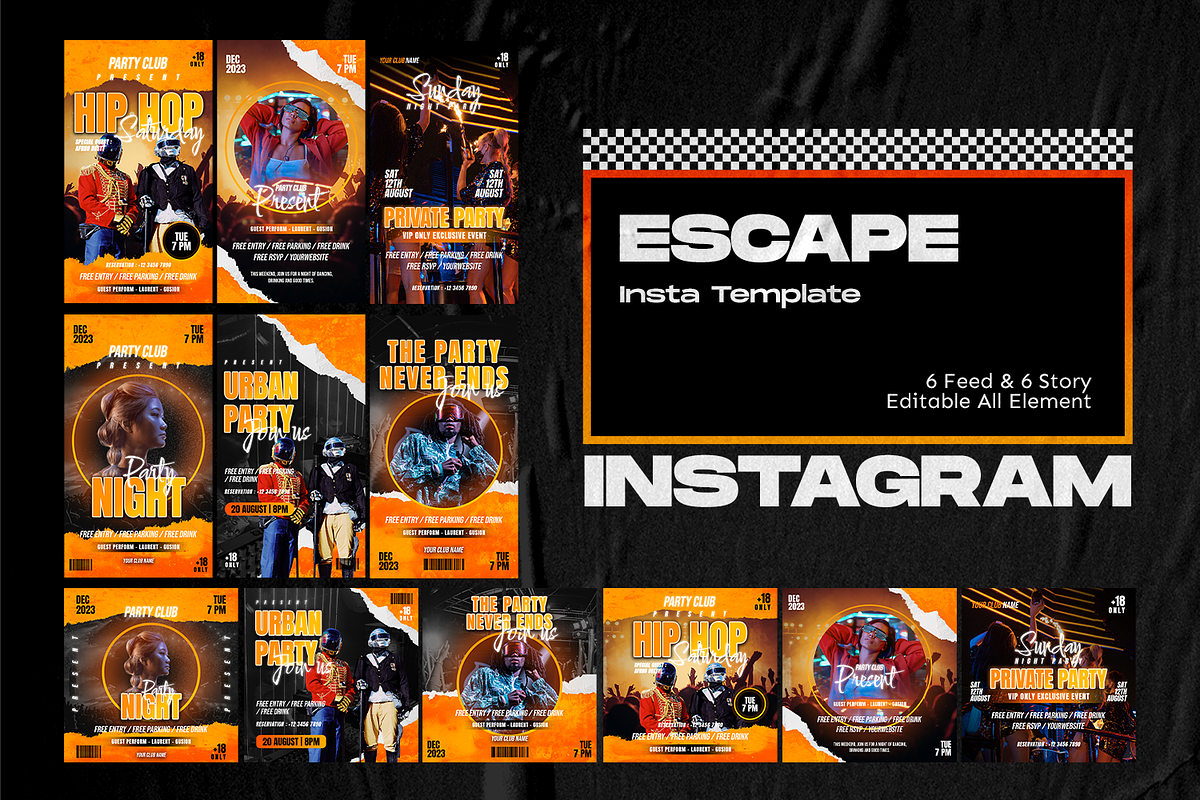 Escape Club Party Instagram Template, a Social Media Template by Shinra Labs (Photo 4 of 5)