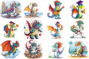 50 Colorful Dragon Cliparts 2