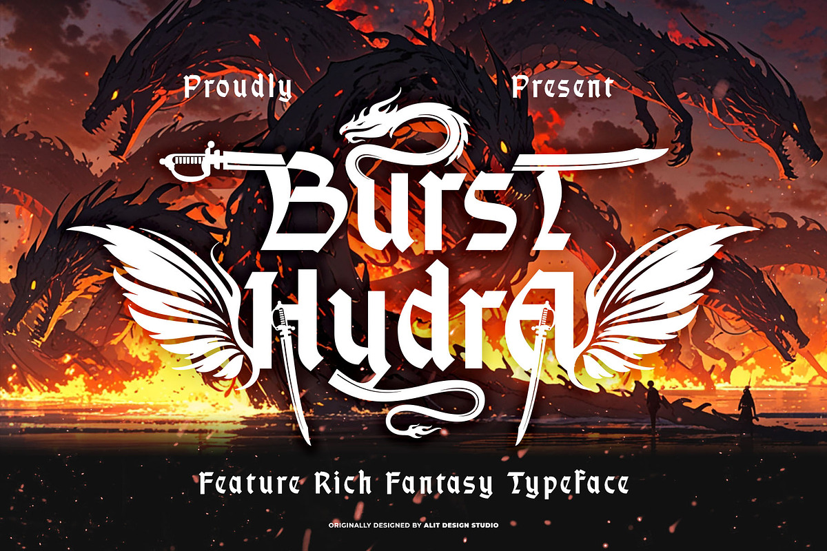 Burst Hydra Font, a Blackletter Font by alit design (Photo 1 of 17)