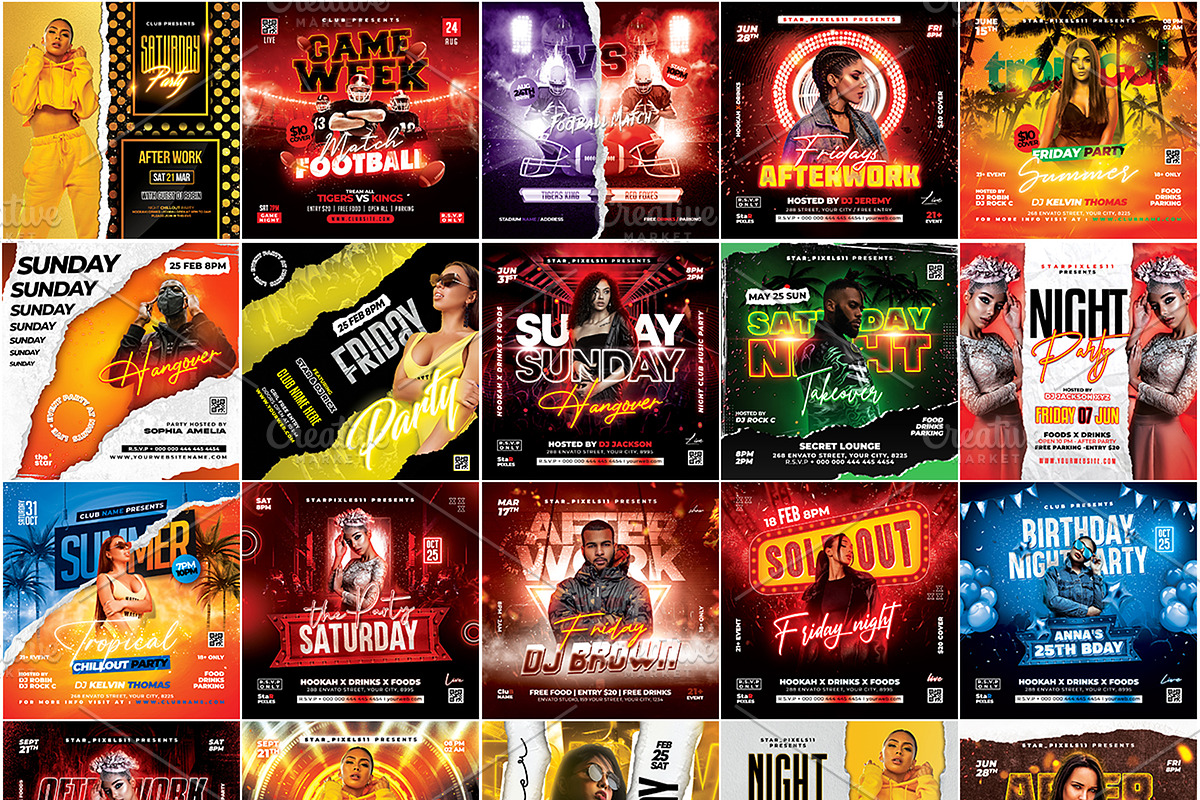 70 Night Club Party Flyer Bundle, a Flyer Template by StarPixles11 (Photo 15 of 16)