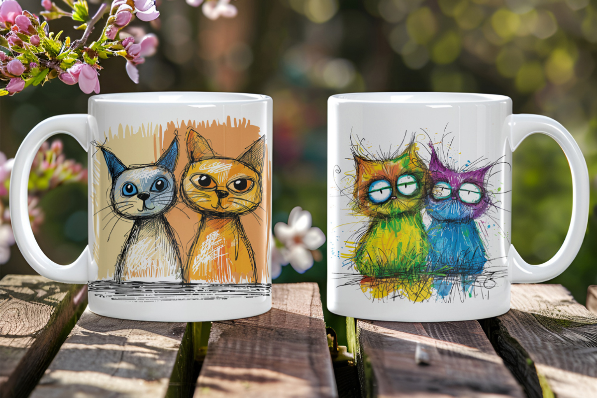Cartoon Cats Ink Drawings, an Animal Illustration by PrintHaven Designs (Photo 7 of 8)
