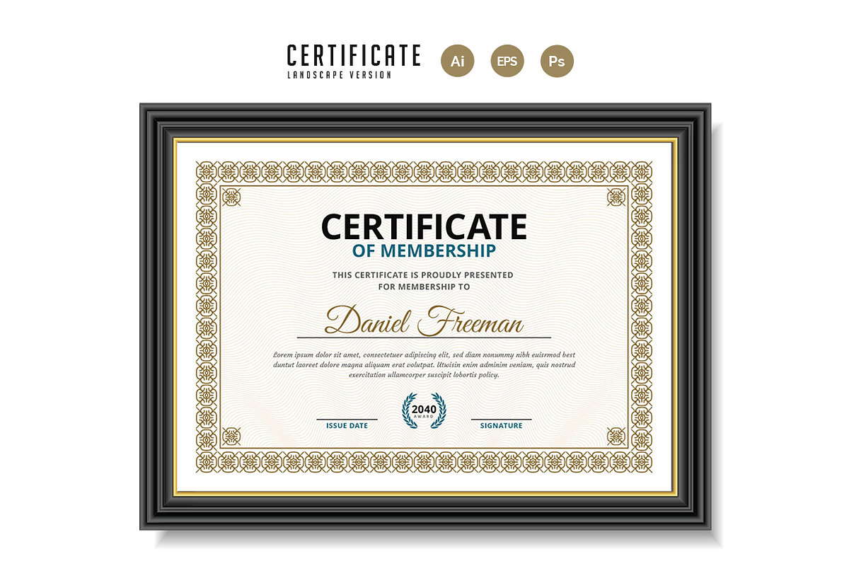 587. Modern Certificate Template, a Stationery Template by CreativeRezwan (Photo 2 of 3)