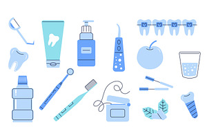 Teeth Care Tools, a Healthcare Illustration by alexdndz