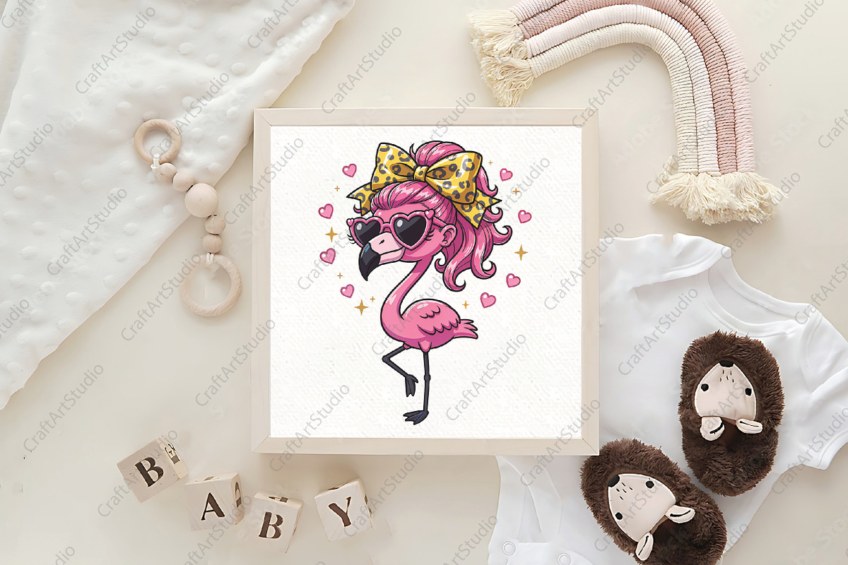 Cute Flamingo Leopard Bow Summer Png, an Illustration by CraftArtStudio (Photo 4 of 4)