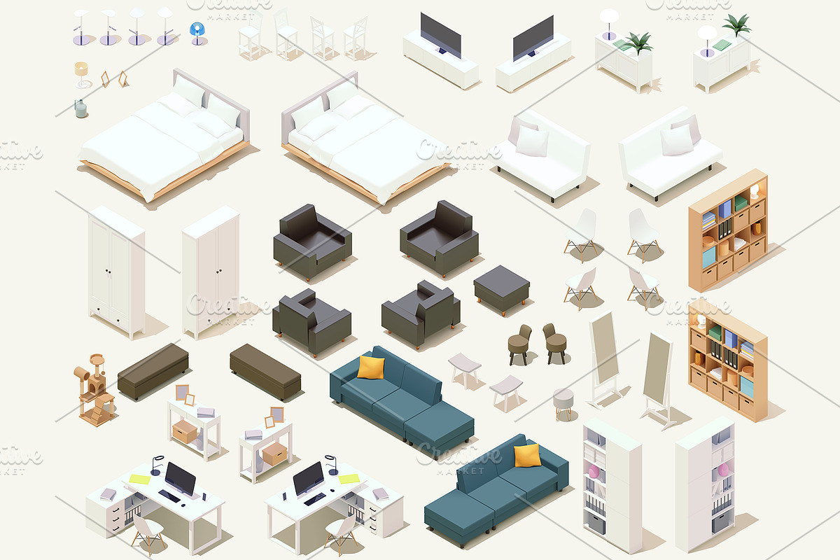 Vector home furniture and equipment, an Object Graphic by tele52 (Photo 6 of 12)