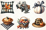 Watercolor Black Gingham Autumn Clip, an Illustration by Rose Art (Thumbnail 3 of 5)