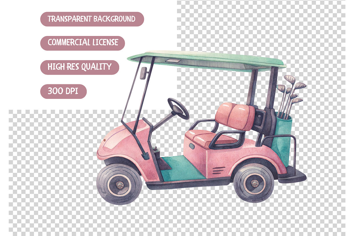Golf Watercolor Clipart, Golf Club, an Illustration by TatiMockup (Photo 3 of 3)
