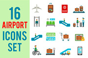 16 Airport Travel Icons Set, an Icon by Olha Kostiuk (Thumbnail 1 of 2)