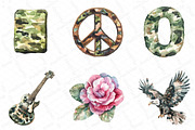 Watercolor Camo Patches Clipart Bund, an Illustration by DreamPrint404 (Thumbnail 4 of 6)