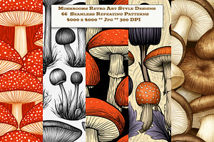 Mushroom Retro Art Patterns