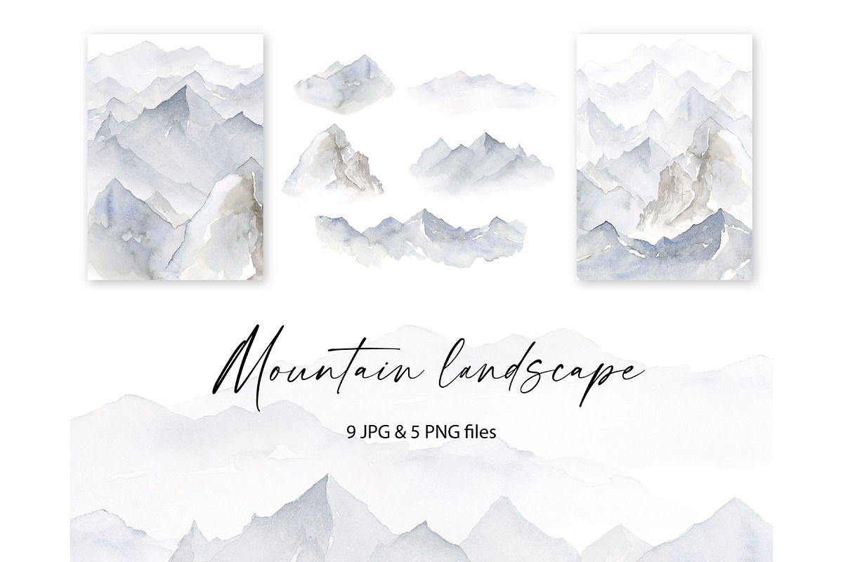 Watercolor Mountains Clipart, a Background Graphic by Lemon design (Photo 1 of 8)