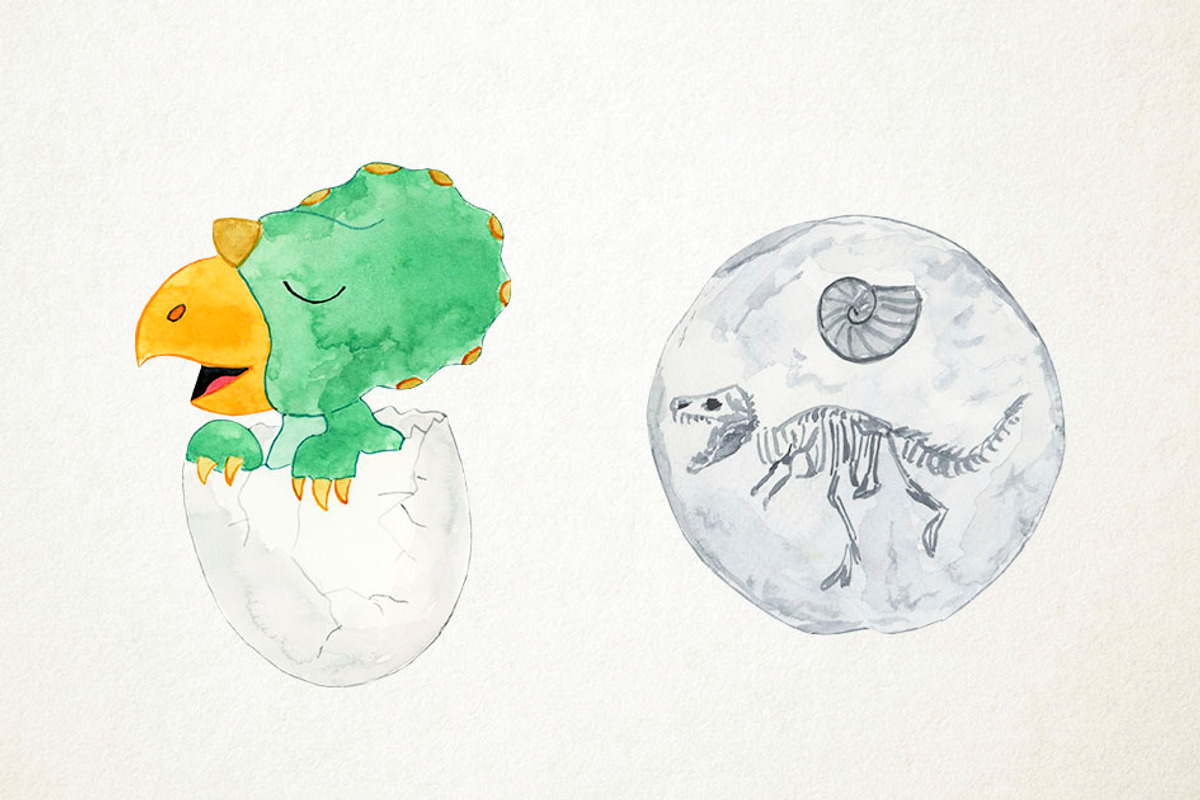 Watercolor Dinosaurs Clipart, an Illustration by Paulaparaula (Photo 4 of 4)