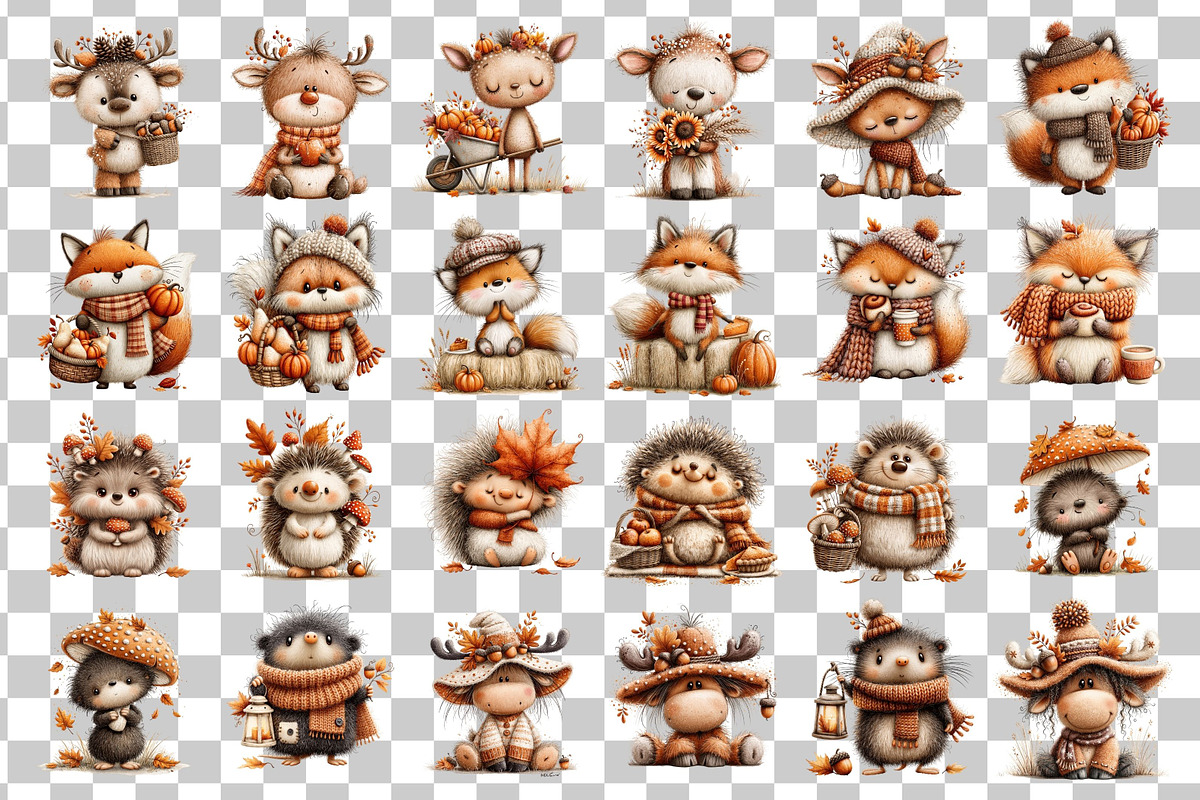 Cute Fall Woodland Animals Clipart, an Animal Illustration by Nicolle's Colorful Art (Photo 3 of 5)