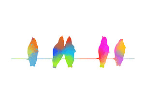 Colorful birds on wires. hand, an Animal Illustration by Nenahliadava Design