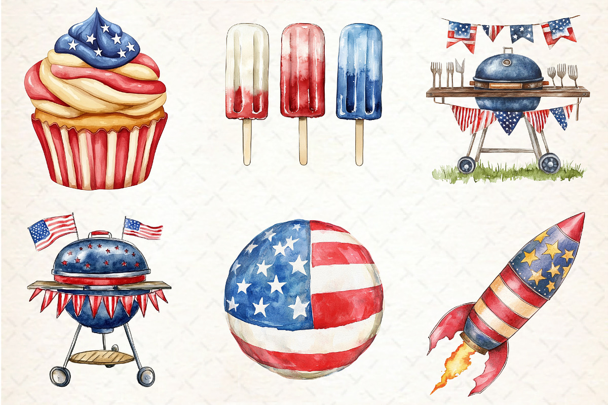 4th of July Clipart, Independence, an Illustration by Libby Wishes (Photo 3 of 7)