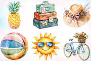 Watercolor Vintage Summer Clipart, an Illustration by Canvas Craft (Thumbnail 3 of 4)