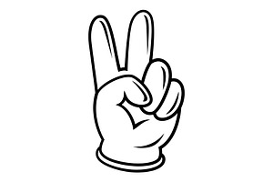 Illustration Of Hand Victory Sign.