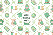 Lucky Teddy Bear Seamless Pattern, a Seasonal Illustration by TitaLivingArt (Thumbnail 1 of 13)