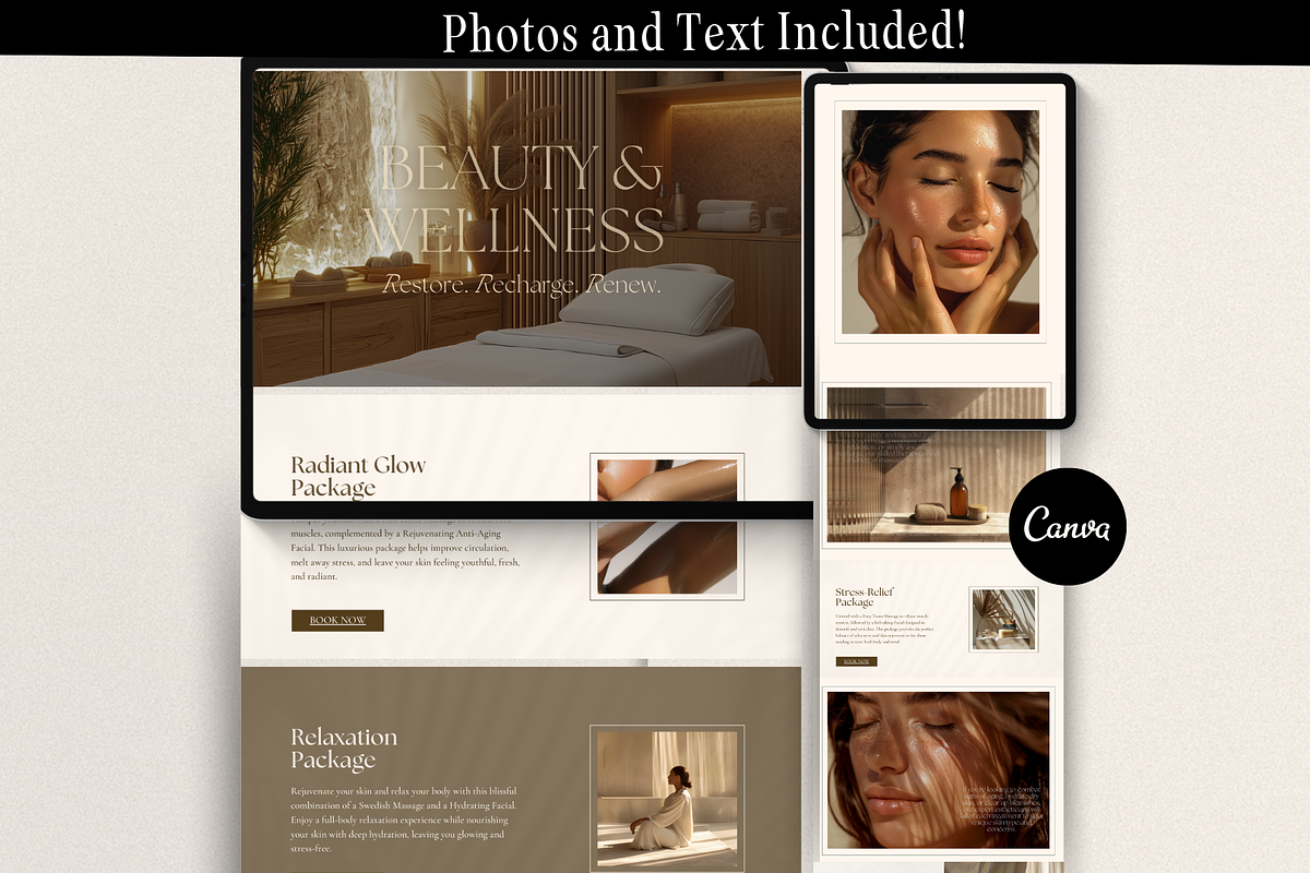 Luxurious Spa Canva Website Template | Esthetician Booking Website | Med Spa Esthetics Services preview 2
