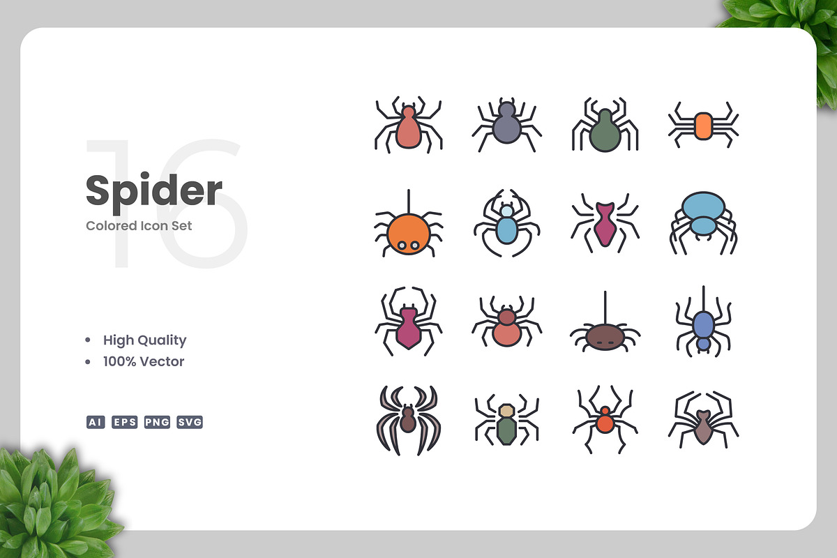 Spider Colored Icons, an Icon by Upnowgraphic