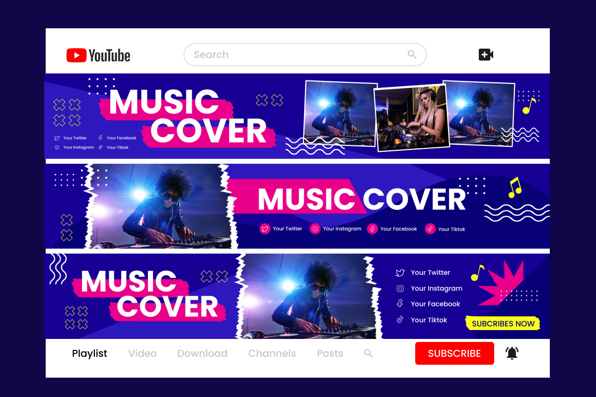 YouTube Banner Template V4, a Social Media Template by twinstd (Photo 2 of 2)