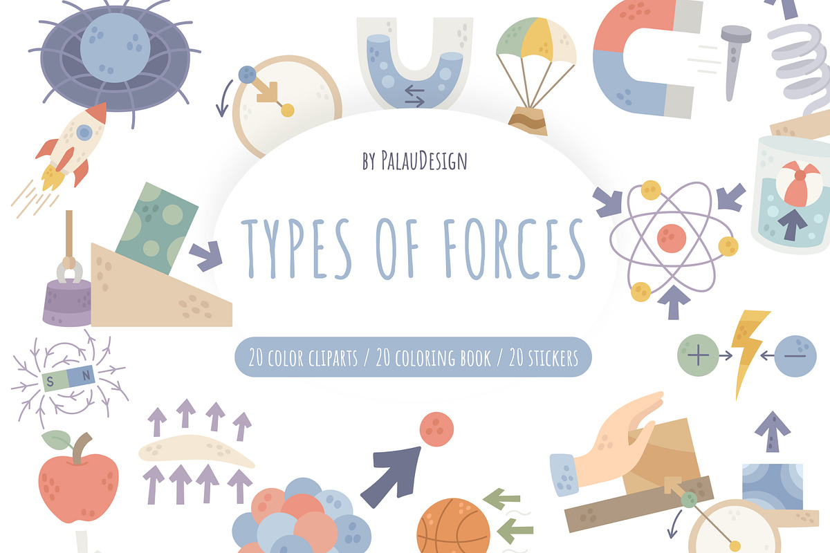 Types Of Forces Clipart, an Education Illustration by Palau (Photo 1 of 9)