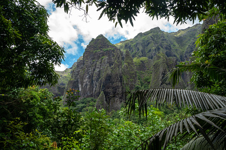 Trek to Vaipo waterfall, Hakaui Valley, Nuku Hiva, French Polyne