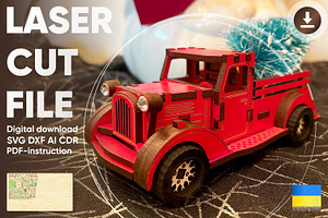 Small Vintage Truck - Laser Cut File