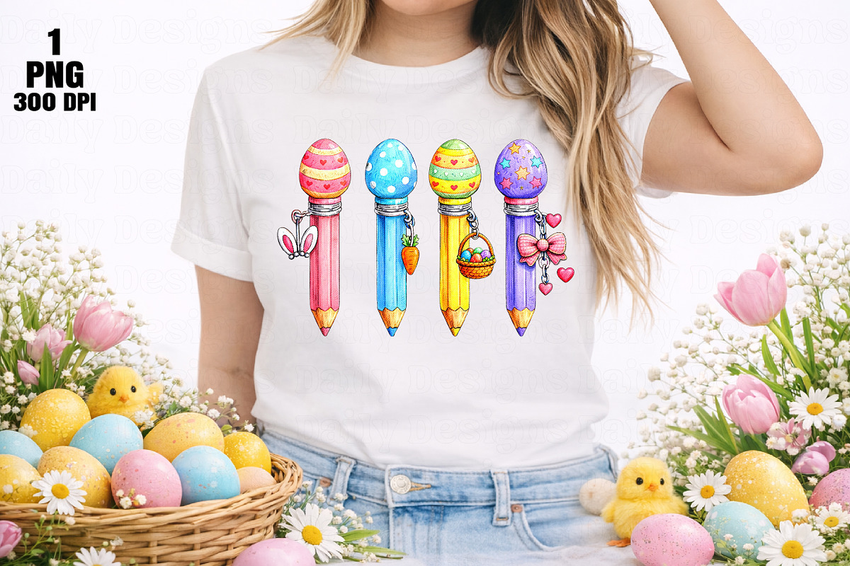 Cute Easter Pencil Set PNG, an Illustration by Daily.Designs (Photo 5 of 5)