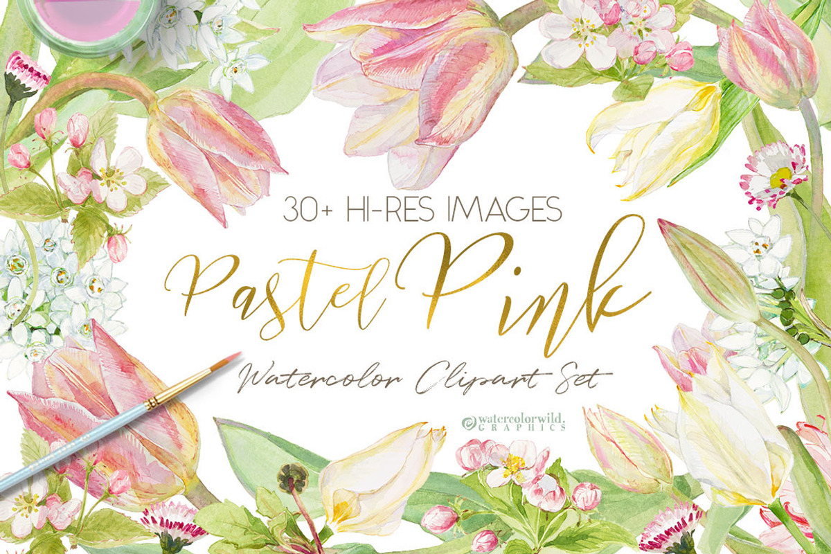 BUNDLE PINK FLOWERS-85%, an Illustration by watercolorwild.graphics (Photo 5 of 11)
